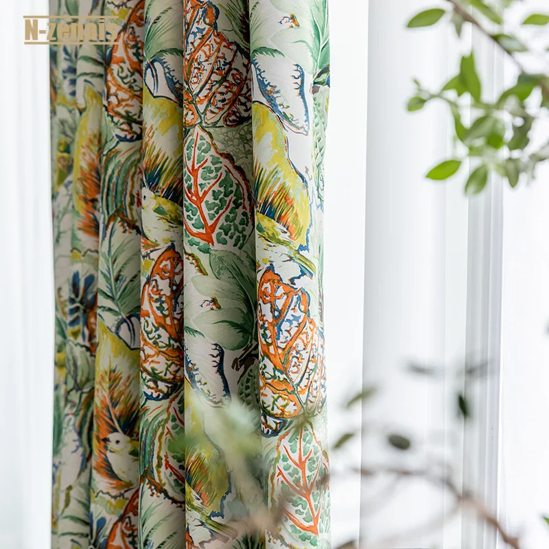 

Painted Leaves Modern Simple Double-sided Matte Printed Curtain for Living Room and Bedroom Blackout Curtains for The Bedroom