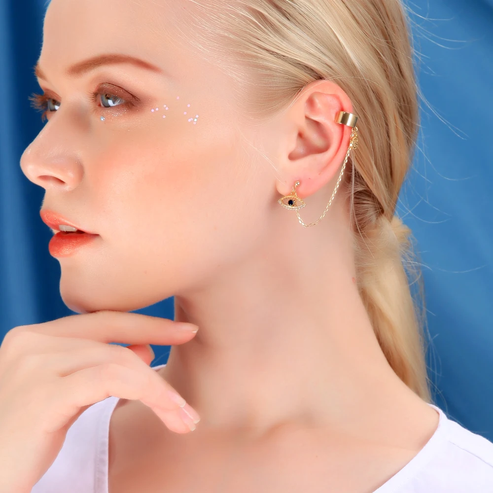 Женские серьги гвоздики со стразами BALANBIU сережки в форме глаза Стража из