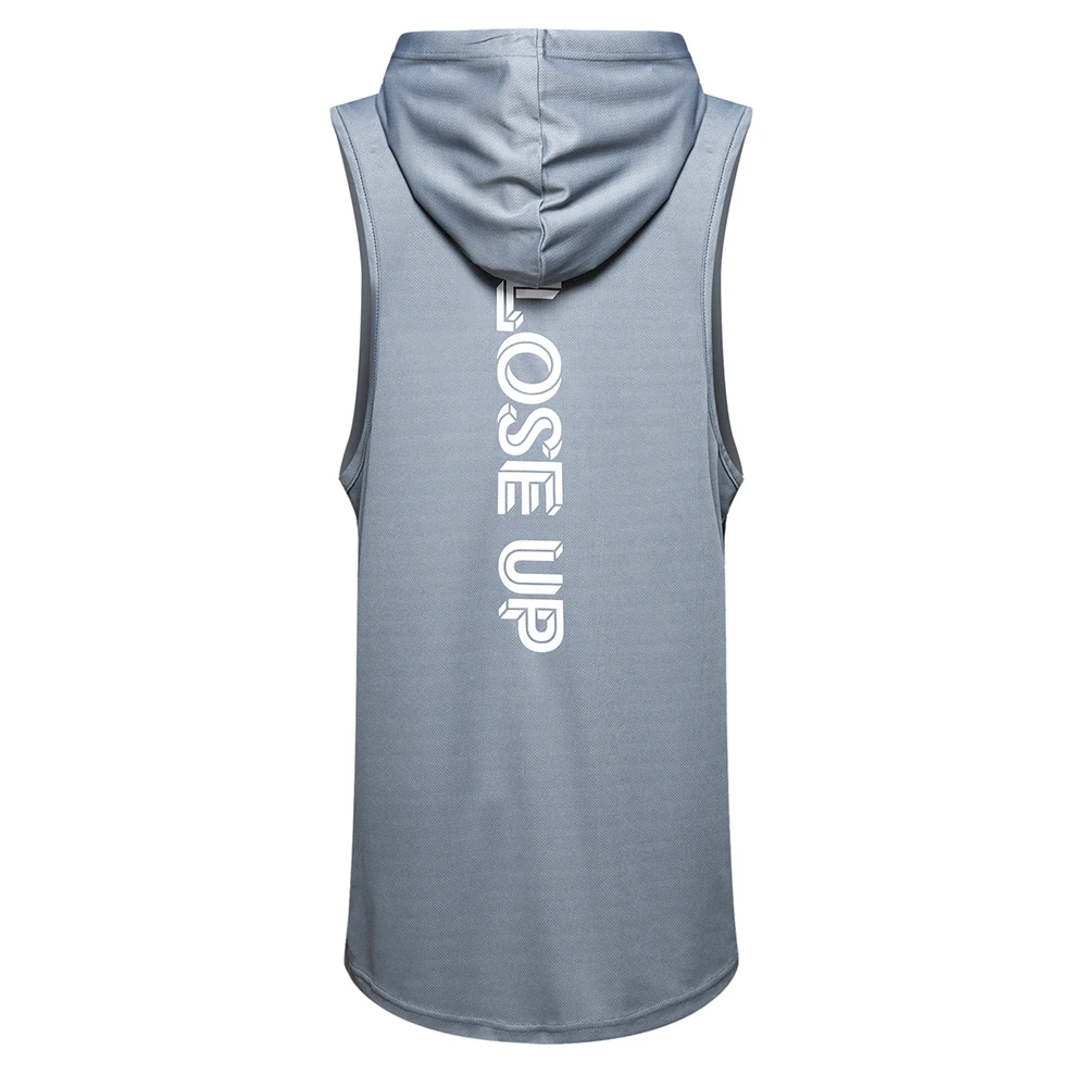 Мужская Однотонная футболка с капюшоном без рукавов в американском/европейском