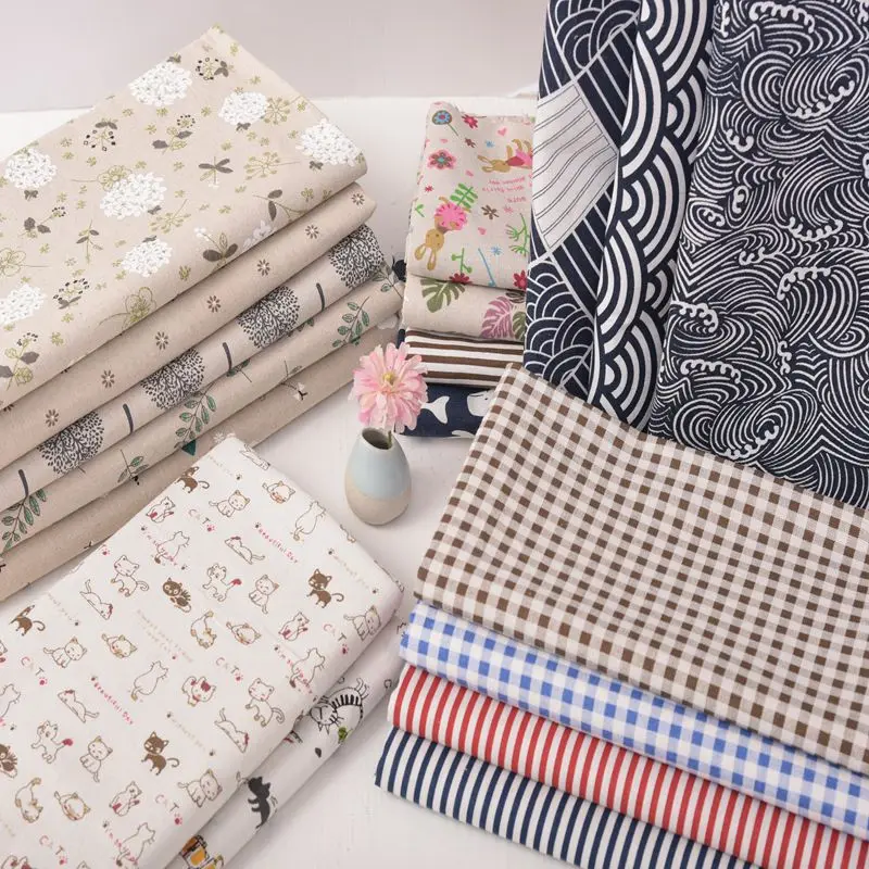 

Width 59'' Printed Linen Fabric By The Yard For Sofa Tablecloth Curtain Pillow Material