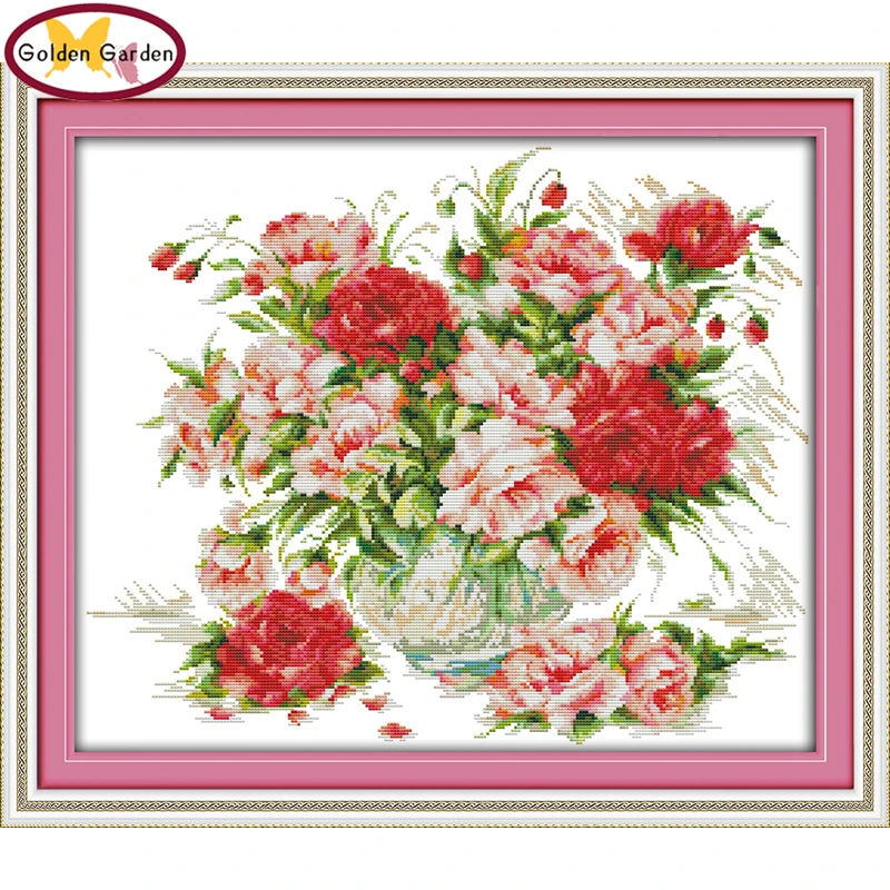 Картина маслом GG Rose в виде вазы Набор для вышивки крестиком набор рукоделия