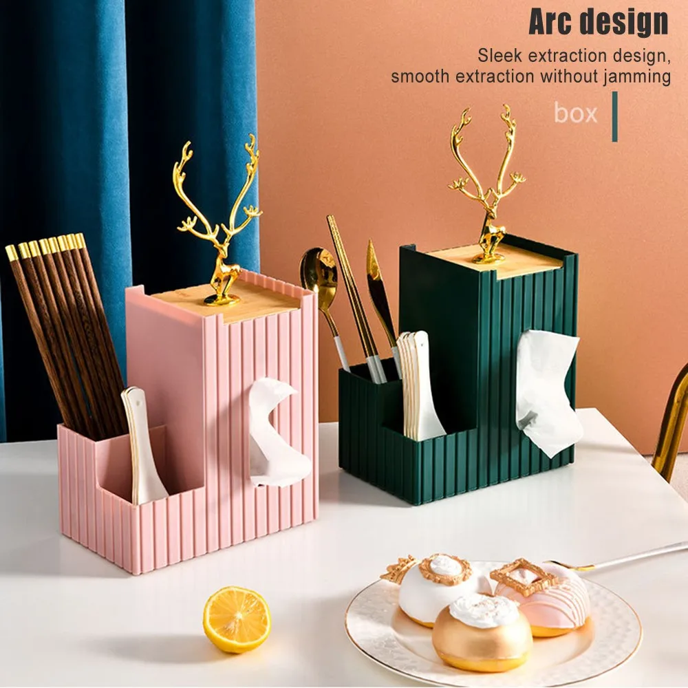 

Tissue Box Creative Desktop Tissue Cosmetics Storage Box For Remote Pen Notepads Scissors Makeup Brush Glasses