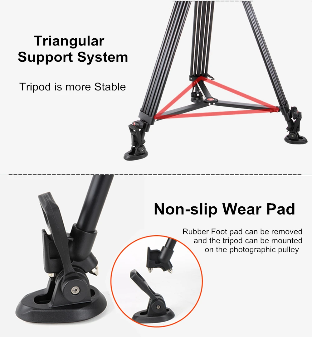 Viltrox VX-18M 1,8 м профессиональная портативная сверхмощная стабильная алюминиевая Нескользящая видео+ штатив гидравлическая головка для видеокамеры DV