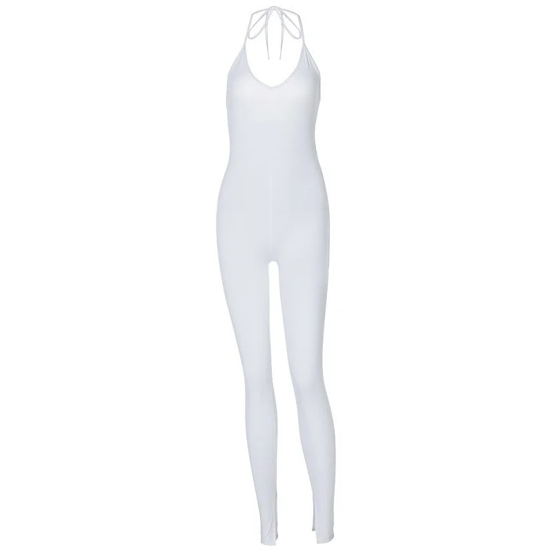 

Sexy Sleeveless One Shoulder Sports Bodycon Jumpsuit Women Summer Fashion Elegant Long Bodysuit Overalls Harajuku Party Rompers