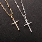 Модный женский минималистичный кулон в виде креста серебряного цвета с изображением Иисуса, простое ожерелье в форме Креста, ювелирные изделия для женщин и мужчин, оптовая продажа