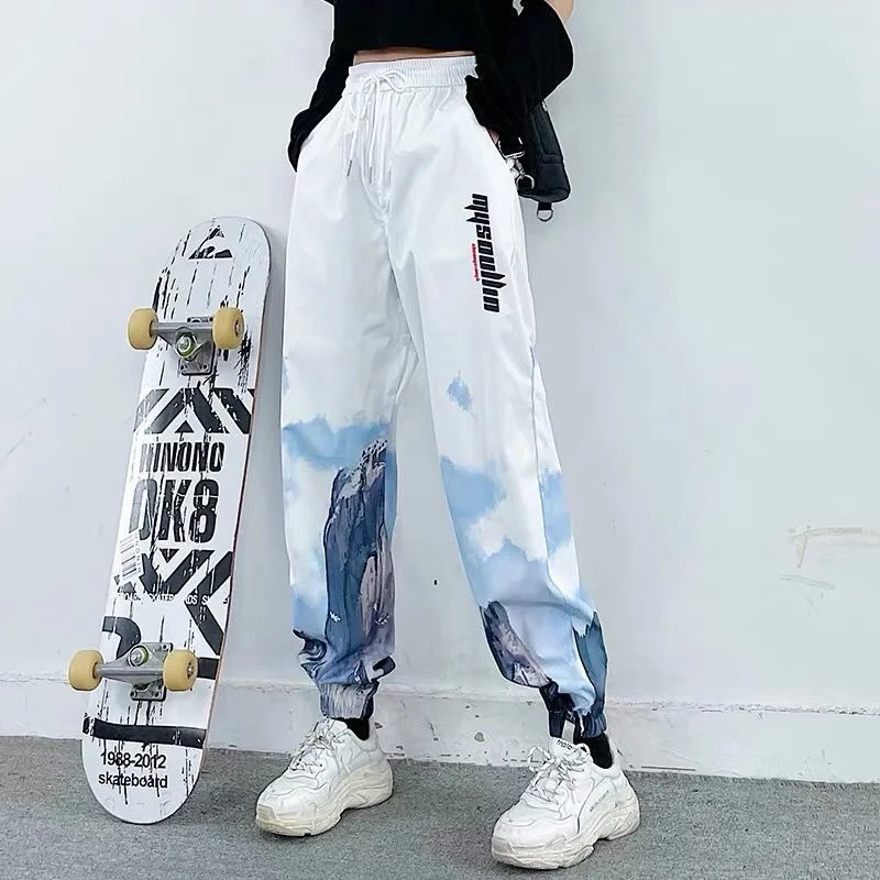 

Винтажные принтованные мешковатые брюки Y2k, женские брюки для бега, весенние спортивные брюки в Корейском стиле, брюки в стиле Харадзюку для...