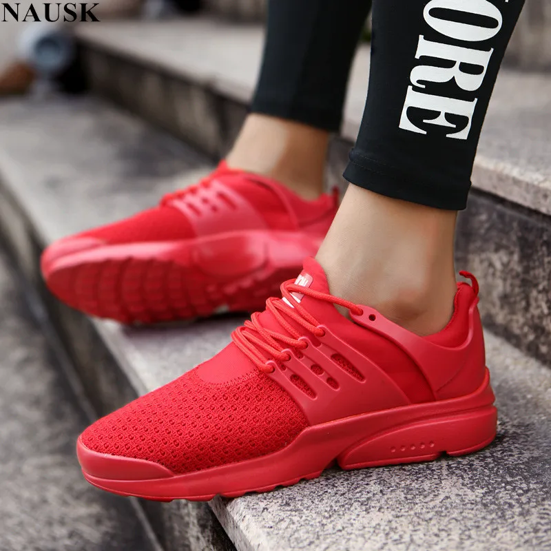 NAUSK Mesh Shoes for Men Work out Lace Up Black Red Comfortable Light weight Casual sPU Sole New Style Brand Sapatos casuais | Обувь