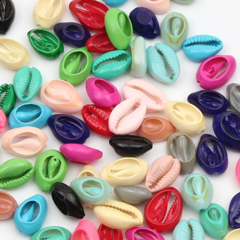 

New 10pcs Natural Shell Painted Beach Conch Beads Cowry Cowrie Tribal Spacer Beads For Jewelry Making Diy Bracelet Accessories