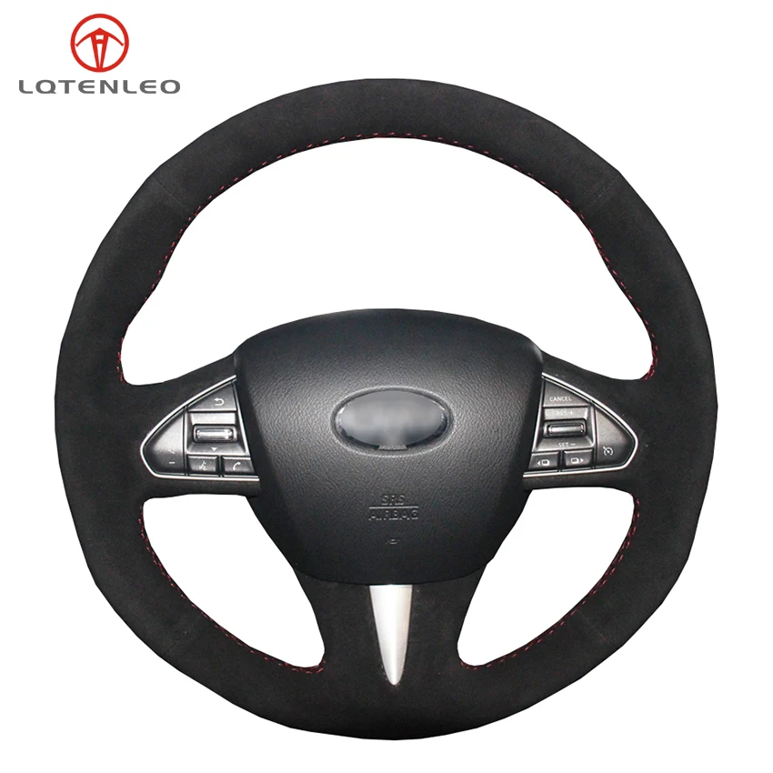 

LQTENLEO Black Suede Car Steering Wheel Cover For Infiniti Q50 Q50L 2013 2014 2015 2016 2017 QX50 2015 2016 2017