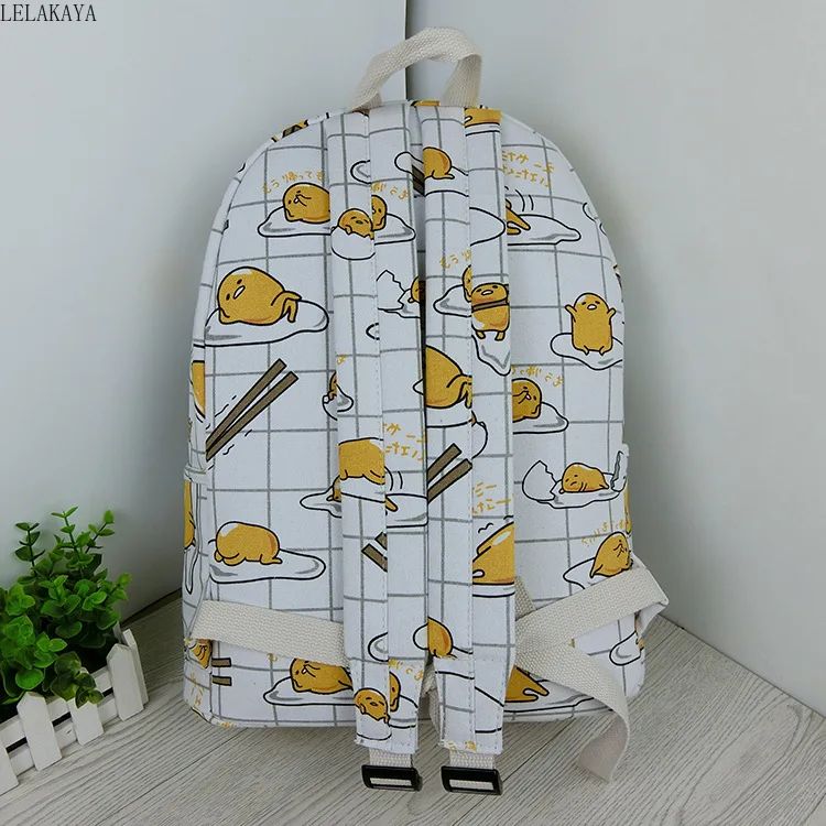 Cartoon Cat Yellow Gudetama Lazy Egg Student Shoulder Bags Action Figure Printed Canvas Kids Fashion School Backpack gifts New