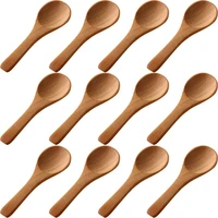 hot 50 pieces small wooden spoons mini nature spoons wood honey teaspoon cooking condiments spoons for kitchen light brown