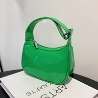 small green patent leather handbags for women fashionable casual hobos sac shoulder bag girls party bags solid color baguette