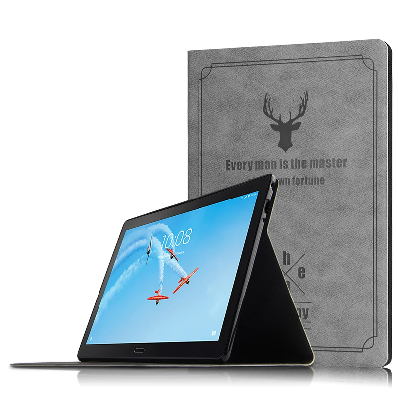 gray Чехол для lenovo Tab P10, чехол из искусственной кожи TB-X705F TB-X705L TB X705, чехол для планшета, чехол-подставка для lenovo TAB P10 10,", Чехол - Цвет: gray