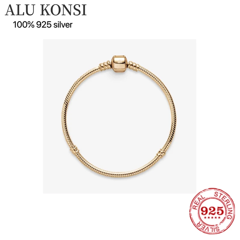 

2021 hot sale Real 100% 925 Sterling Silver pan Bracelets Snake Chain Charm Bracelet Fit Original Charms For Women DIY Jewelry