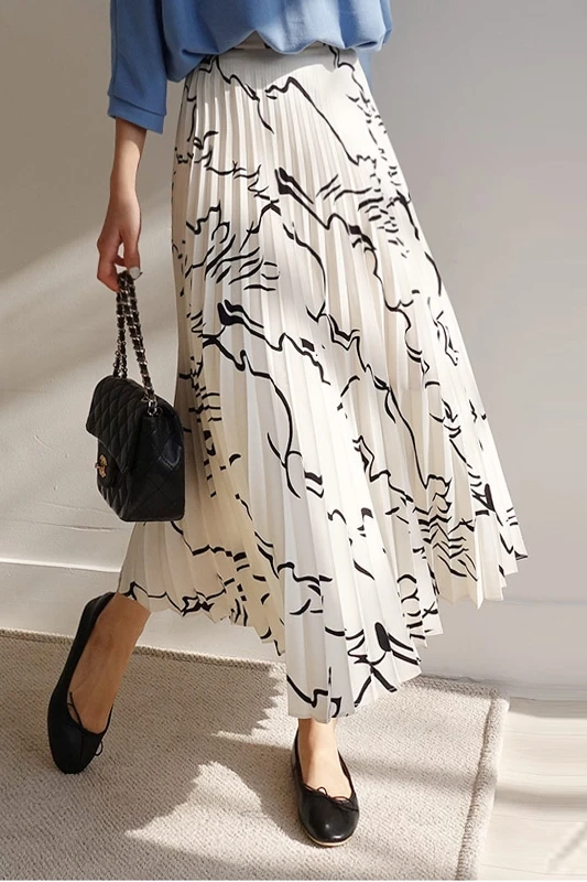 Женская плиссированная шифоновая юбка элегантная Праздничная пляжная миди с