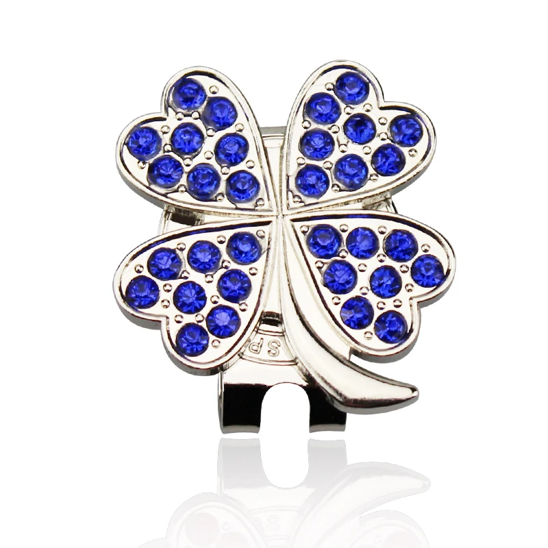 1 шт. Новый красивый кристалл четырехлистный клевер зажим для шляпы гольфа маркер