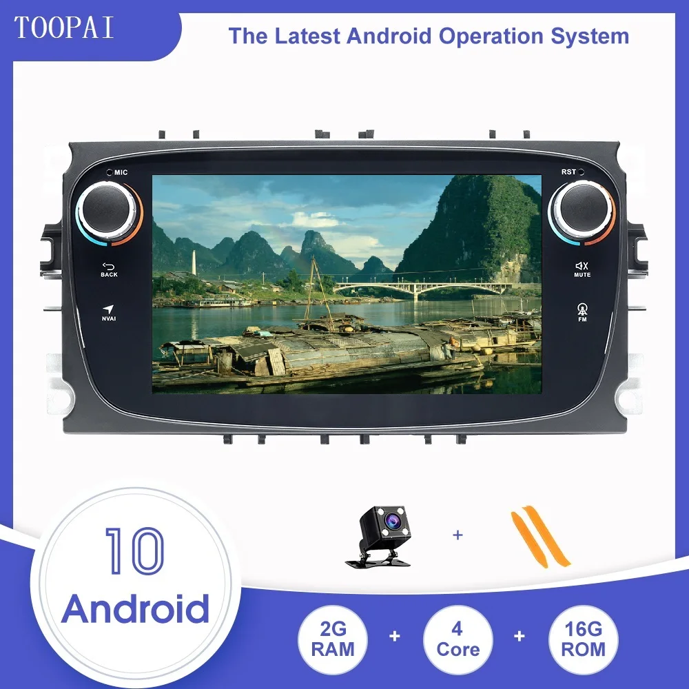 Автомобильный мультимедийный плеер TOOPAI для Ford Focus 2 3 mk2 Mondeo 4 Kuga Fiesta S MAX C Android 10 Media SWC