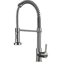 kitchen faucets commercial solid brass single handle single lever pull down sprayer spring kitchen sink faucet silver black