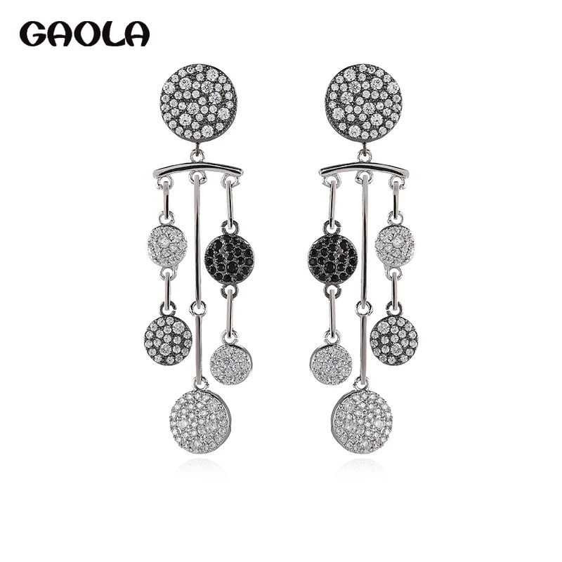 

GAOLA New Women Jewelry Geometric Chain Circle Earring Clear Cubic Zirconia Dangle Earrings GLE9430