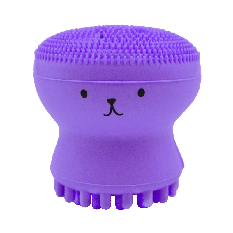 Purple Силиконовый инструмент для чистки лица в форме милого осьминога мягкая Массажная щетка для чистки глубоких поры, акне отшелушивающий инструмент для ухода за кожей - Цвет: Purple