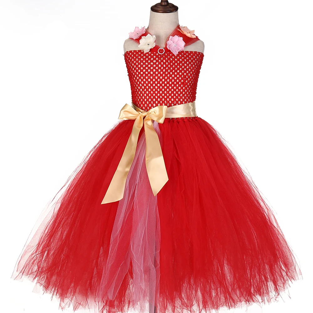 Девушки платье принцессы Елены Платье-пачка для девочек красного цвета с