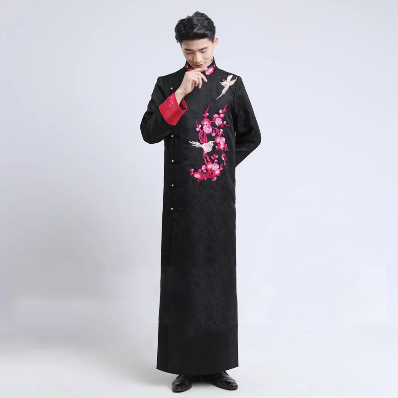 Традиционный мужской вышитый Qipao древний стиль Изысканный Мужской жених свадебное платье Классический свадебное платье Ципао для мужчин