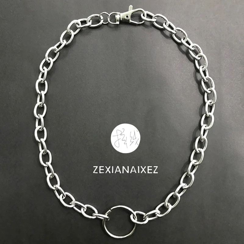 Трендовое уличное женское и мужское ожерелье из сплава короткое круглое цепочка