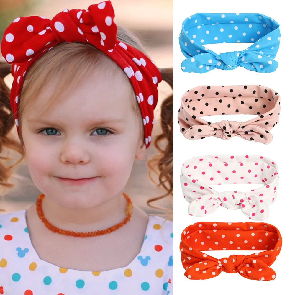 Детская повязка на голову с заячьими ушками резинка для волос тюрбан бантом