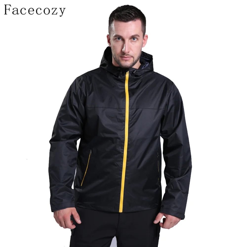 Мужская Осенняя дышащая куртка Facecozy на молнии с карманами однотонная