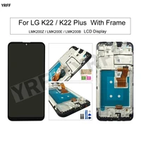 for lg k22 km200 with frame lcd screens for lg k22 plus lcd display touch screen digitizer 6 2 glass panel phone repair sets