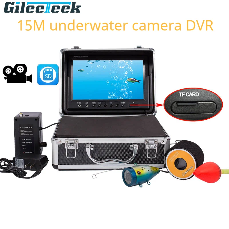

WF09 15M Portable Underwater Fishing Camera LED Lights 9 inch HD Colour Monitor Fish Finder Good for Ice Fishing, Lake, Sea
