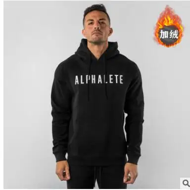 ALPHALETE брендовые осенние мужские обтягивающие толстовки, мужские тренажерные залы, для фитнеса, бодибилдинга, бегунов, спортивная одежда, повседневные Модные хлопковые толстовки - Цвет: black wool
