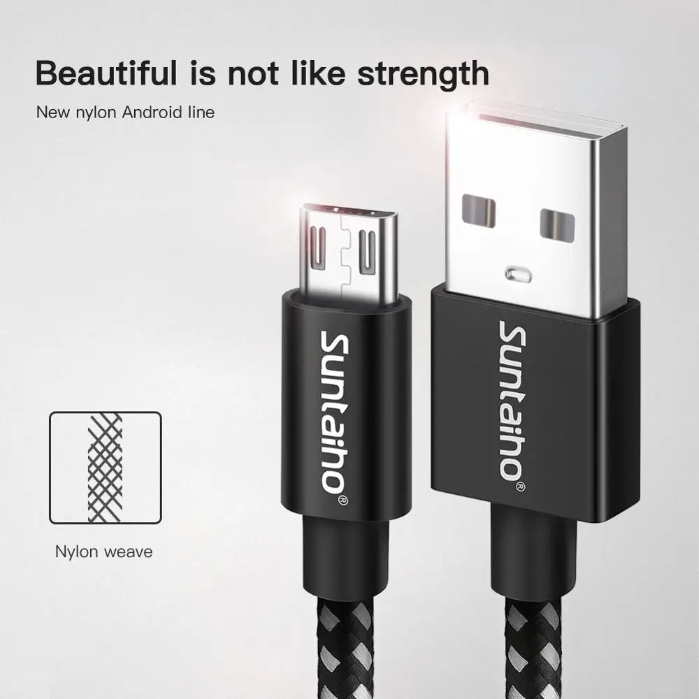Микро USB кабель 2.4A нейлоновый быстрой зарядки для передачи данных Hua Wei Samsung Xiaomi