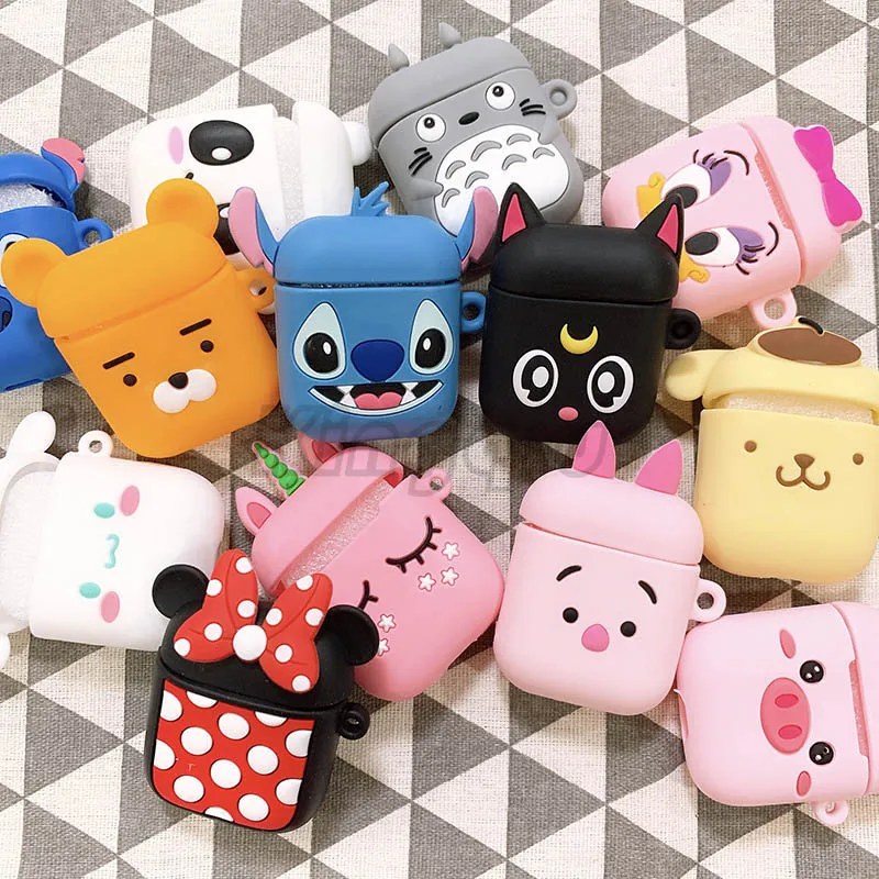 Чехол для наушников Airpods 3D силиконовый чехол с милым медведем Apple Air pods 2 Earpods