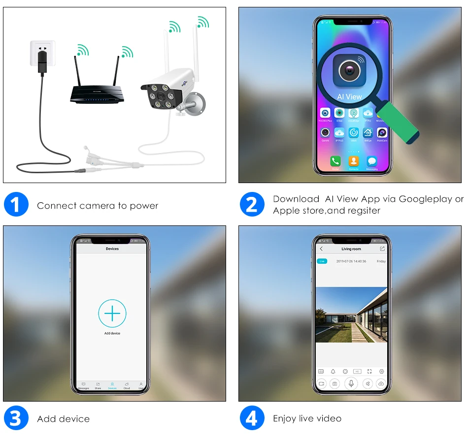Hiseeu 4MP 2MP IP камера wifi 1080P беспроводная наружная Водонепроницаемая цилиндрическая камера цветная камера ночного видения безопасности P2P Onvif