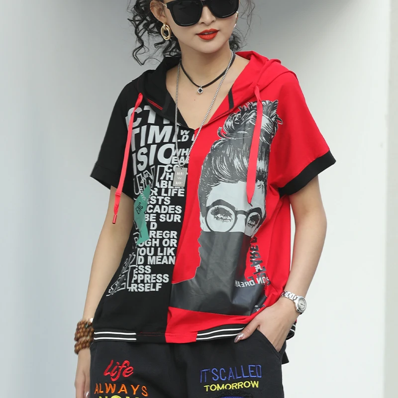 

Max LuLu 2021 New Fashion Summer Tees Ladies Printed Street Style Tshirts Womens Patchwork Punk Tops Female Oversized Streetwear