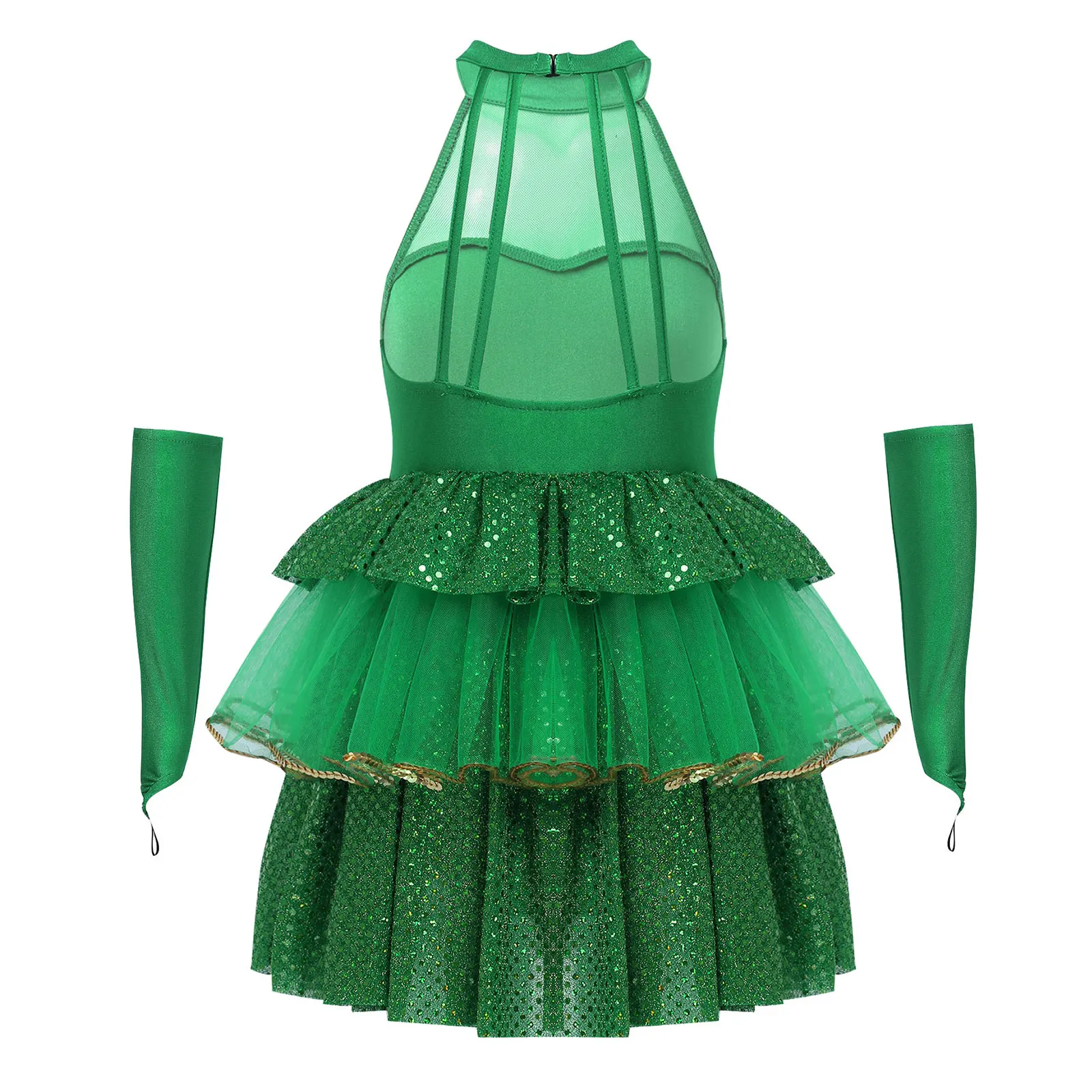 Рождественское платье Elf праздничный костюм для косплея с блестками девочек