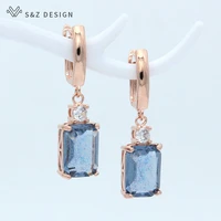 sz fashion geometric square colorful resin round zirconia dangle earrings for women girl wedding party personality jewelry