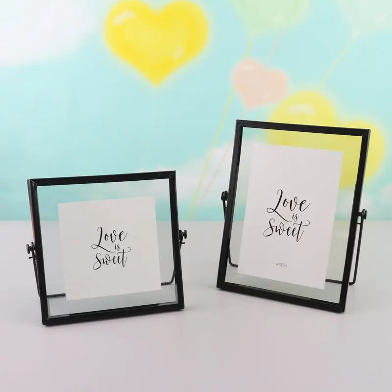 

Creative iron geometric glass metal three-dimensional photo frame simple household groceries desktop decorations
