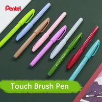 pentel touch brush sign pens fude pen flexible tip ses15c 24 colors pastelnormal colour art supplies lettering calligraphy pen
