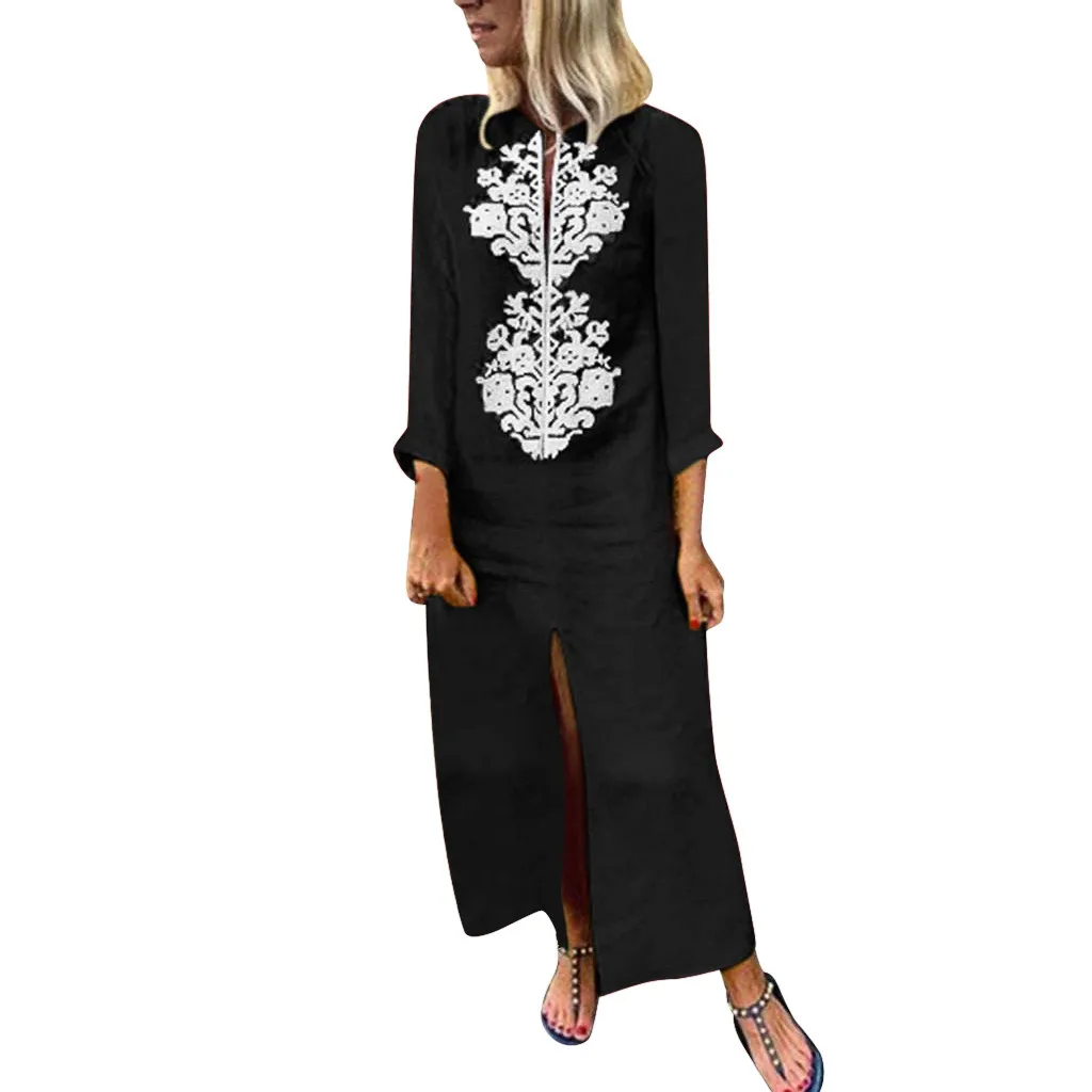 Женское длинное платье с цветочной вышивкой SAGACE винтажное в богемном