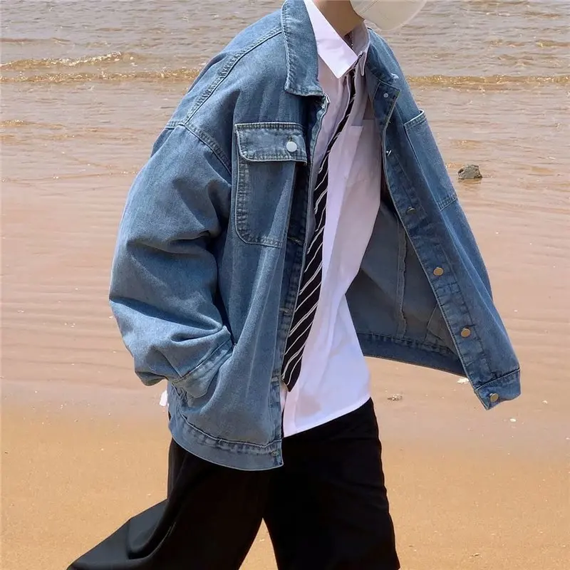 Мужские классические джинсовые куртки свободные винтажные Большие размеры