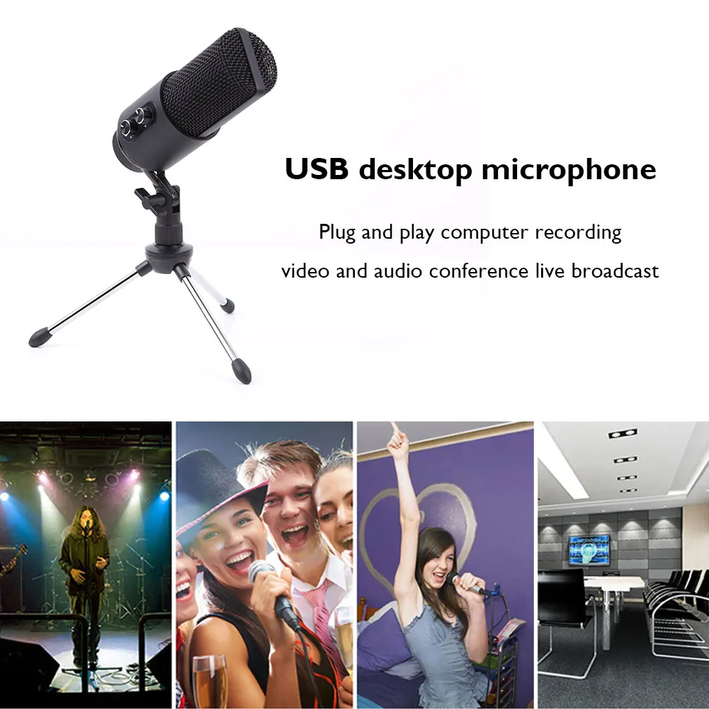 

W110 Table USB Computer Microphone Gaming Streaming Mic with Tripod for Desktop Laptop Vodeo Conference Microphone