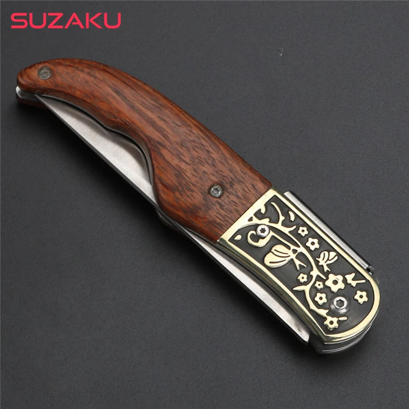 

7.8'' Knives 7CR17MOV Folding Blade Knife Machete Knife Wallpaper Knife Rosewood Handle Faca Pocket Electrician Utility Knife