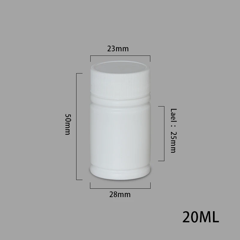 20 set of 20ML 20 шт пустая 150 мл бутылка для хранения лекарств белая круглая пластиковая упаковка банка капсулы/таблетки/твердый контейнер пищевой HDPE - Цвет: 20 set of 20ML