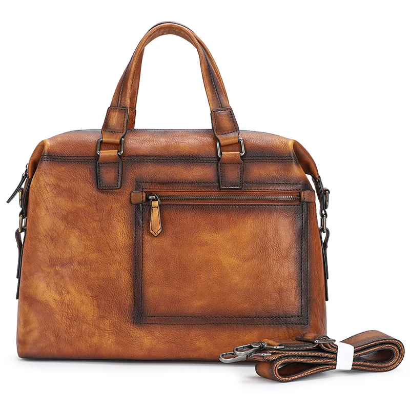 

Vintage genuine leather computer men shoulder briefcase