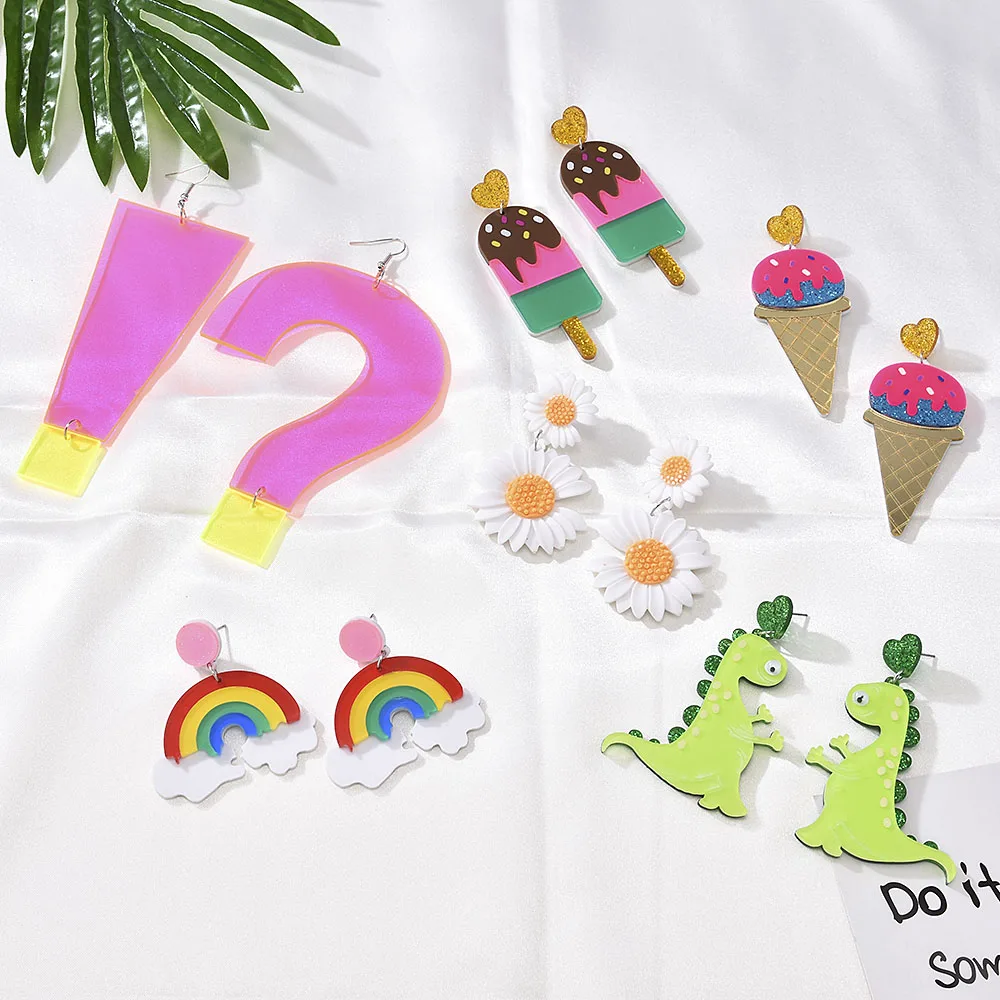 2020 модные летние женские акриловые геометрические полимерные висячие серьги