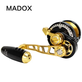 Madox Slow Jigging Reel All Metal Max Drag 35kg 11BB Drum Reel Alarm Full Metal Alloy Reel Deep-Sea Fishing Trolling Reel
