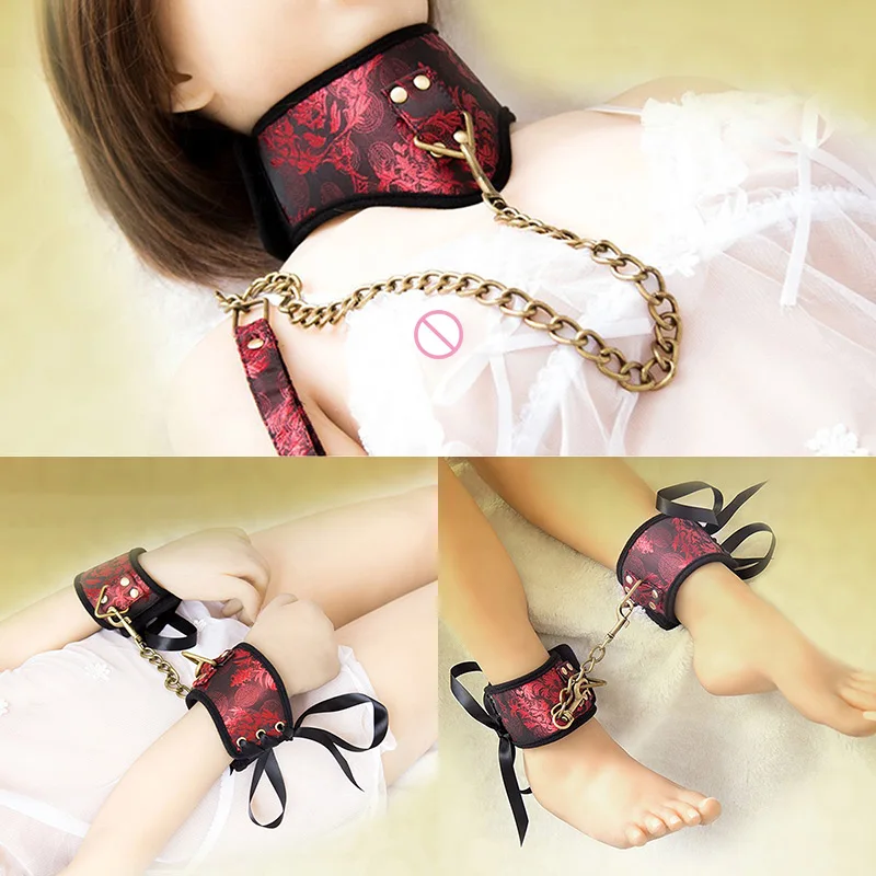 3 шт./компл. БДСМ набор для связывания ошейник наручные манжеты Фетиш игры