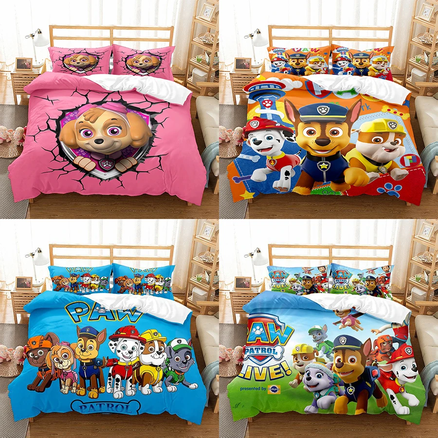 

Paw Patrol Duvet Cover 3pcs Sets Dogs Skye Marshall Chase Figures Euro Children Bedding Set Double Beds Duvets Bed Cover Gifts